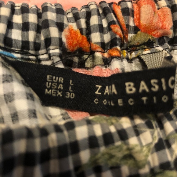 Zara Checkered & Floral Off The Shoulder Dress - Picture 7 of 9